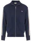Autry Embroidered High Neck Jacket With Ribbed Cuffs In Blue