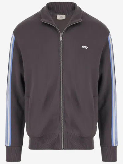 Autry Viscose Blend Jacket With Logo In Gray