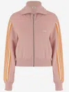 Autry Viscose Blend Jacket With Embroidered Logo And Contrasting Stripes In Pink