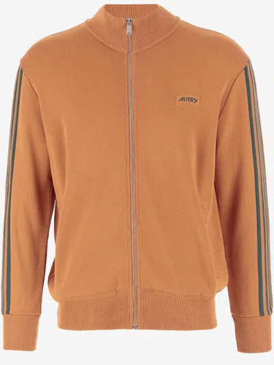 Autry Viscose Blend Sweatshirt With Logo In Orange