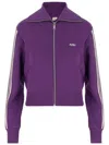 Autry Cropped Tennis-style Jacket With Contrasting Stripes And Logo In Purple