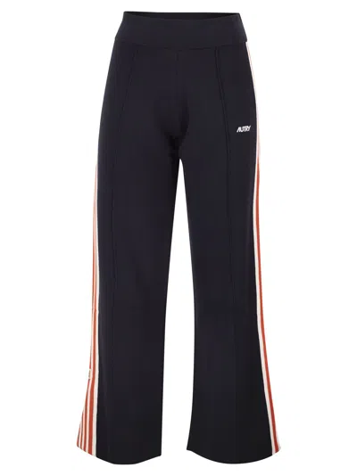 Autry Viscose Track Trousers With Side Stripes In Blue