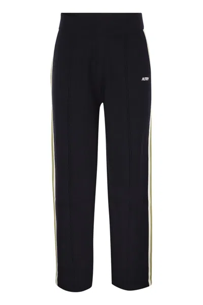 Autry Viscose Track Trousers With Side Stripes In Black