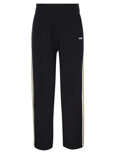 Autry Viscose Track Trousers With Side Stripes In Black