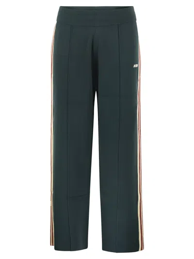 Autry Viscose Track Trousers With Side Stripes In Green