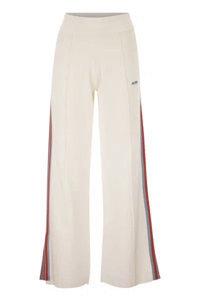 Autry Viscose Track Trousers With Side Stripes In Neutral
