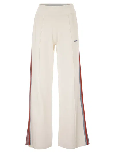 Autry Viscose Track Trousers With Side Stripes In Neutral