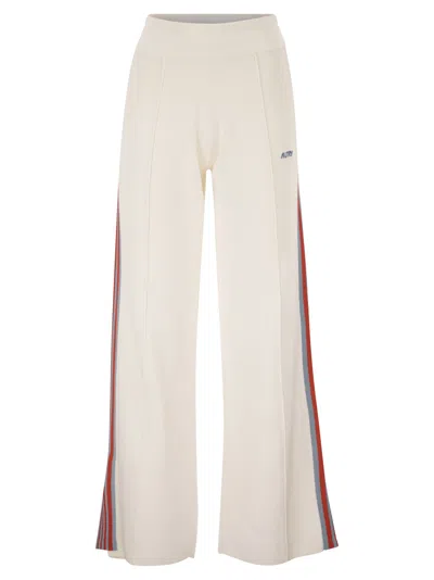 Autry Viscose Track Trousers With Side Stripes In Neutral