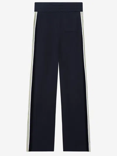 Autry Viscose-blend Knit With Contrast Stripes Trousers In Blue