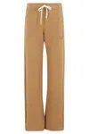 Autry Walnut Cotton Sweatpants With Applique Logo And Adjustable Waistband In Brown