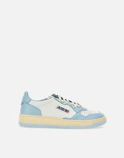 Pre-owned Autry Wb40 Leather Sneakers White/pastel Blue 100% Original