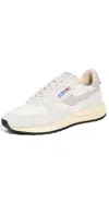 Autry Reelwind Suede And Technical Textile Trainer In Wht/natural