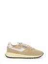Autry Reelwind Low Nylon And Leather Craquele Pepper And White Sneakers In Pink