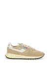 Autry Reelwind Low Nylon And Leather Craquele Pepper And White Sneakers In Pink
