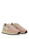 Autry Low Sneaker With Suede Panels And Rubber Sole In Pink