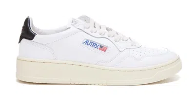 Autry White And Black Leather Sneakers In Multicolor