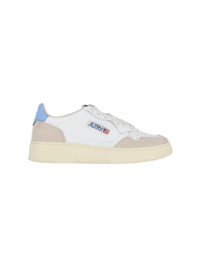 Autry White And Blue Logo Low-top Sneakers