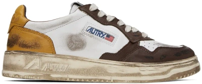 Autry White & Brown Super Vintage Sneakers In Leat/leat Wht/brn/ho