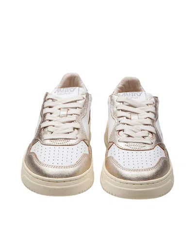 AUTRY AUTRY WHITE AND GOLD LEATHER SNEAKERS