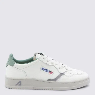 Autry White And Green Leather Medalist Low Sneakers In Blue
