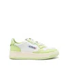 Autry White And Green Two-tone Leather Medalist Low Sneakers In White, Green