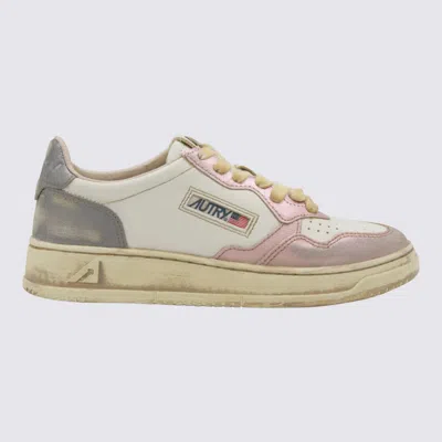 AUTRY WHITE AND GREY SUP VINT LOW METAL SNEAKERS