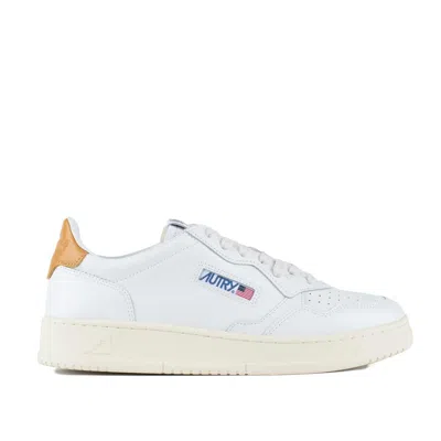 Autry White And Honey-colored Leather Medalist Low Sneakers