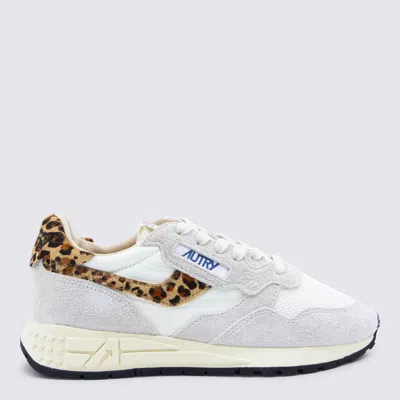 Autry White And Leopard Leather Reelwind Sneakers In Multi