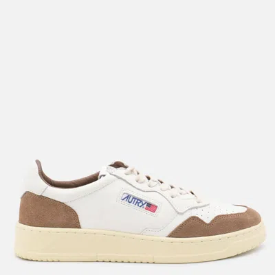 Autry White And Light Beige Leather Medalist Sneakers In Multi