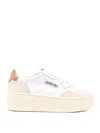 Autry Medalist Platform Sneakers In White And Beige Calf Leather In White