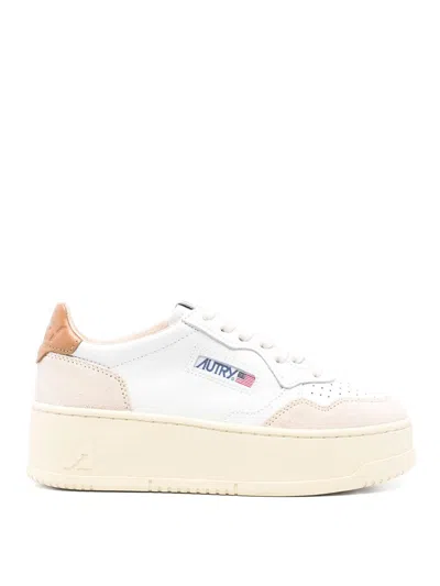 Autry White And Orange  Platform Sneakers