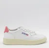 Autry Medialist Low Leather Sneakers In Bianco+rosa
