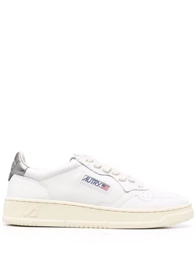 AUTRY WHITE AND SILVER LEATHER SNEAKERS AUTRY WOMAN