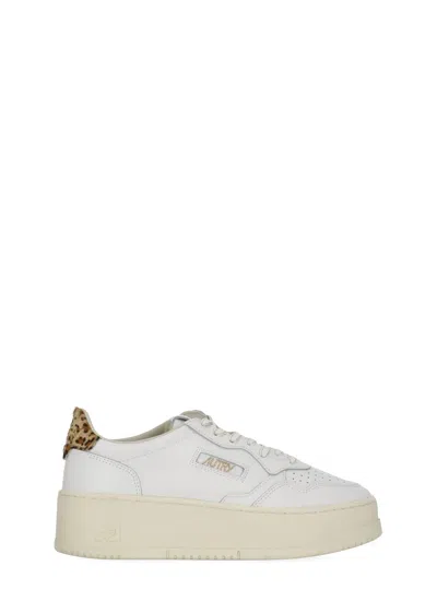 Autry White Animalier Platform Leather Sneakers