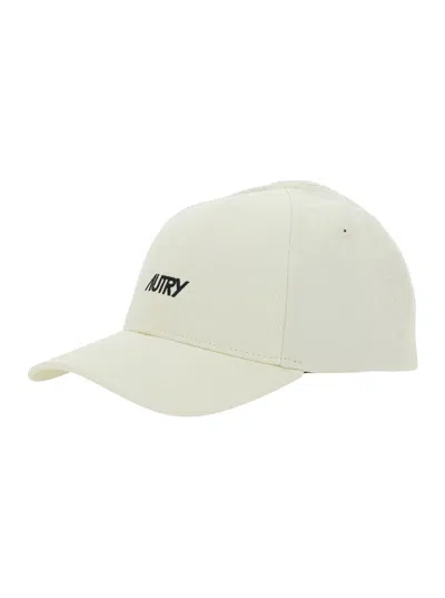 Autry White Baseball Hat With Logo Detail In Cotton Man In Cream