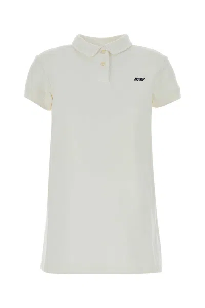Autry Cotton Dress Polo Collar Short Sleeves In Neutral