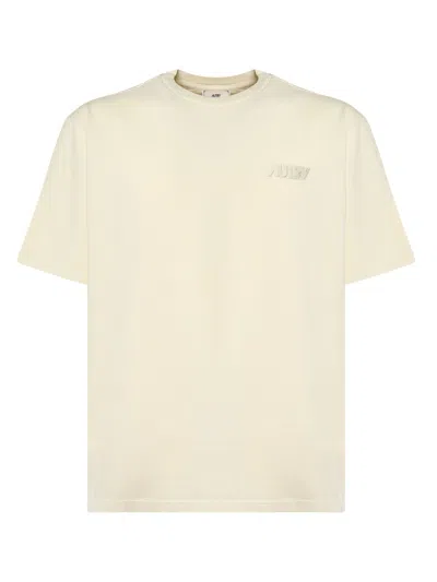 Autry White Cotton Round Collar T Shirt