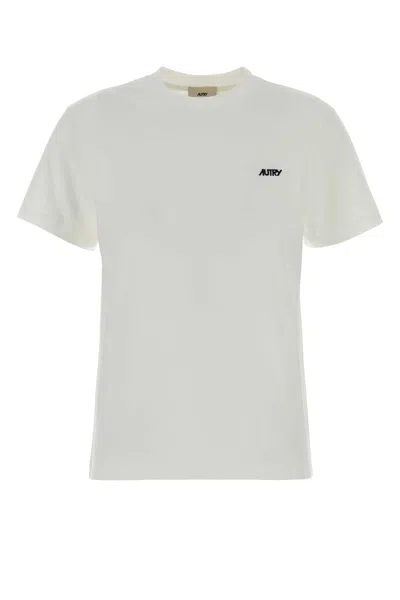 Autry White Cotton T-shirt In Yellow