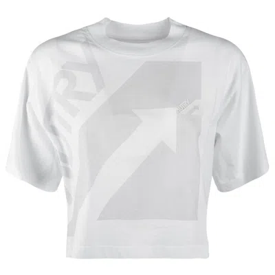 Autry White Cropped Cotton Jersey T-shirt