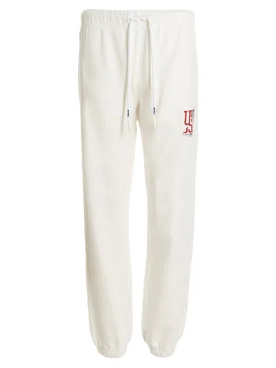 AUTRY WHITE FLOCKED LOGO JOGGERS