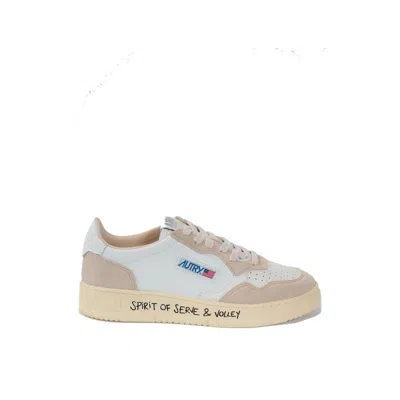 AUTRY WHITE GOATSKIN LOW TOP SNEAKERS