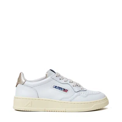 Autry White Gold Medalist Low Leather Sneakers In Multi