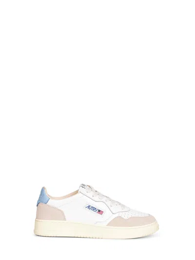 Autry White Leather And Beige Suede Medalist Low Sneakers In Multi