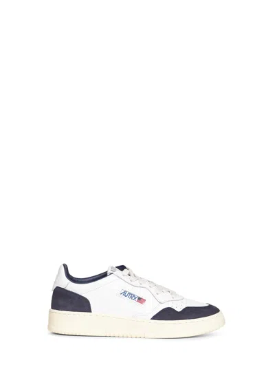 Autry White And Blue Leather Medalist Low Sneakers In Multi