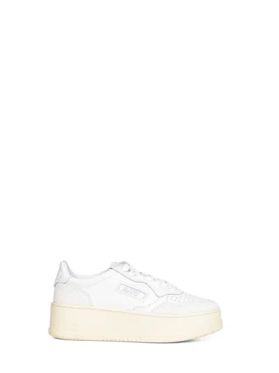 Autry White Leather And Glitter Medalist Platform Sneakers