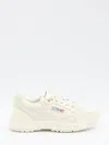 Autry Hyperway Sneakers In Whisper White Laminated Leather And Mesh In Neutral