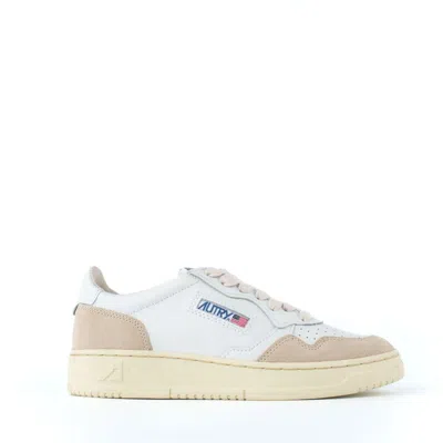 Autry White Leather And Suede Sneakers In White, Pink