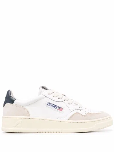 Autry White Leather Flats In Animal Print
