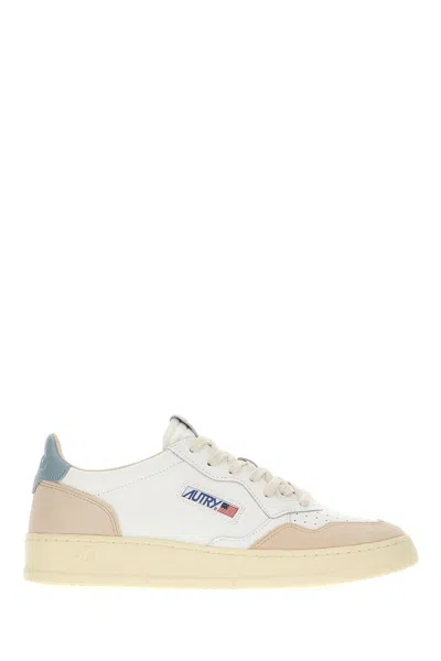 Autry White Leather Medalist Sneakers In White Blue