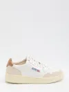 Autry Medalist Low Sneakers In White And Brown Sugar Suede And Leather In White